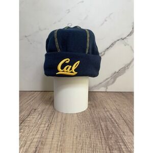 Cal Beanie Hat Knit Cap Embroidered Logo Blue and Gold Winter